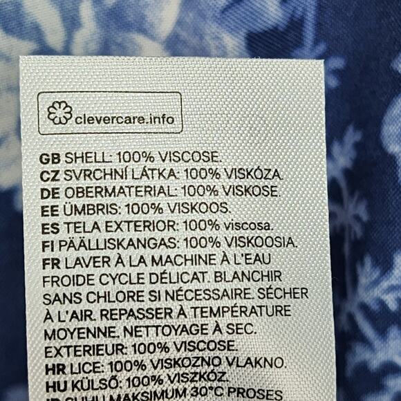 NWT H&M Women’s Dress SZ 6 Blue Floral Viscose 3/4 Sleeve Modest Workwear Church - Picture 9 of 11